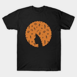 Afro Hair Woman with African Pattern, Black History T-Shirt